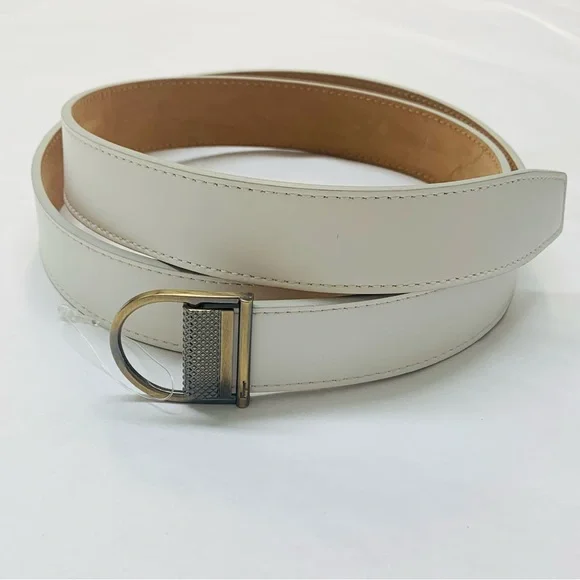 Salvatore Ferragamo Genuine Calf Leather Bianco White Belt Size 38 42 - Picture 1 of 10